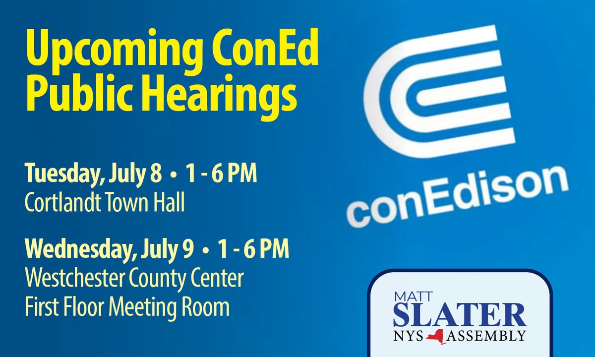 📢 ConEd Public Hearings This Week 📢

Hudson Valley families are already stretched too thin. Don’t miss your chance to speak out against ConEd’s proposed rate hikes.

Tuesday, July 8 | Cortlandt Town Hall
Wednesday, July 9 | Westchester County Center
Both hearings run from 1–6