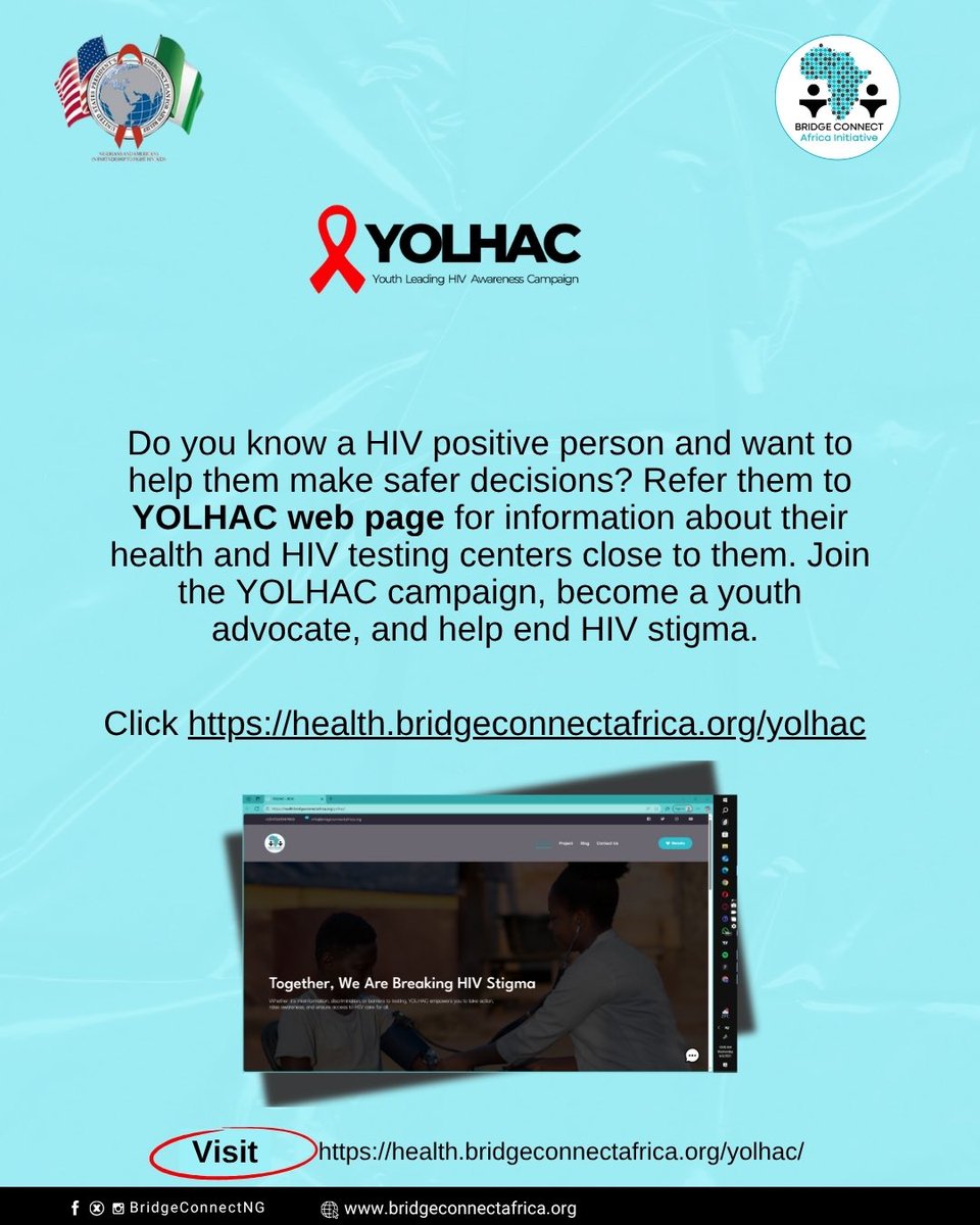 AnneTiiger's tweet photo. Do you know a HIV positive person and want to help them make safer decisions?
Refer them to YOLHAC web page for information about their health and HIV testing
centers close to them. https://t.co/bQvFbtJ3Oi
