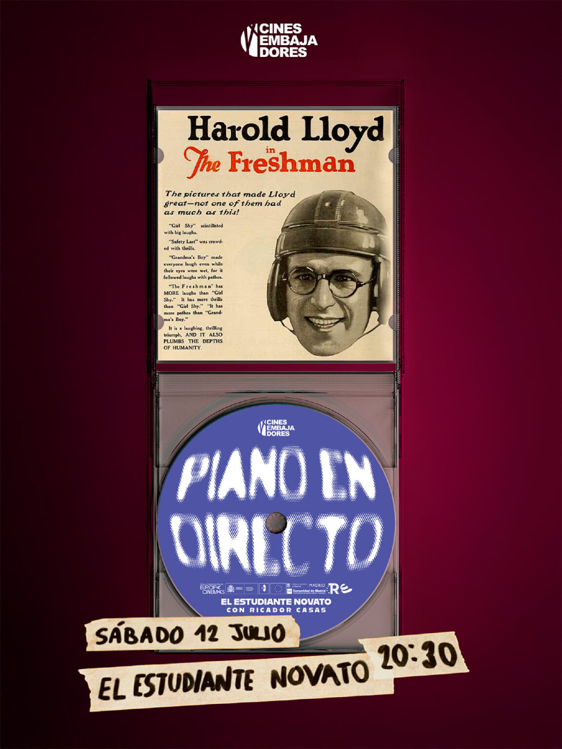 "El estudiante novato" de 1925 protagonizada por Harold Lloyd estará este sábado a las 20:30 🌼

Y lo más especial es que será con piano en directo de la mano de Ricardo Casas! cinesembajadores.es/pelicula/piano…