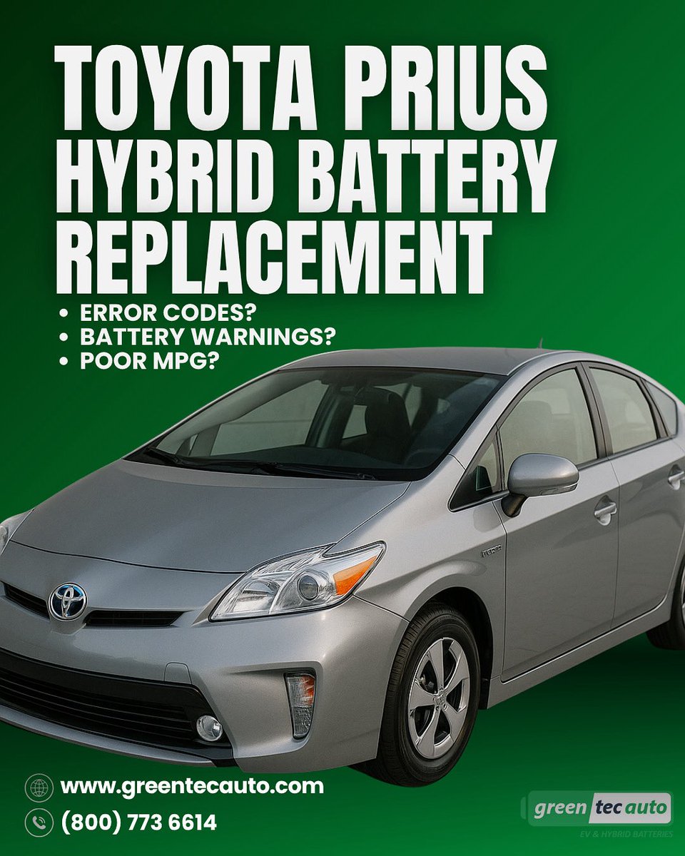 GreentecAuto's tweet photo. Prius running sluggish? Getting poor MPG or error codes?
Greentec Auto provides mobile hybrid battery replacement for all Prius models — delivered directly to your driveway in over 30 U.S. cities.

#toyotaprius #hybridbatteryreplacement #hybridcar https://t.co/qwDKxwBbHF
