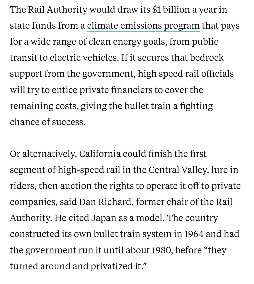 More delusions from the California High-Speed Rail community. Since the Bakersfield to Merced line will lose money (if completed) no private company will operate it without a state subsidy. 

This is what happens when you believe you own BS ridership estimates.