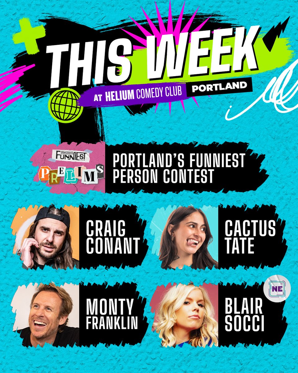 Helium Comedy PDX (@heliumcomedypdx) on Twitter photo This Week at Helium | Funniest Prelims, Cactus Tate, <a href="/montyfranklin/">Monty Franklin</a>, Blair Socci, + <a href="/craigpconant/">Craig Conant</a>!
Get your tickets now: bit.ly/2Cw2wci This Week at Helium | Funniest Prelims, Cactus Tate, <a href="/montyfranklin/">Monty Franklin</a>, Blair Socci, + <a href="/craigpconant/">Craig Conant</a>!
Get your tickets now: bit.ly/2Cw2wci