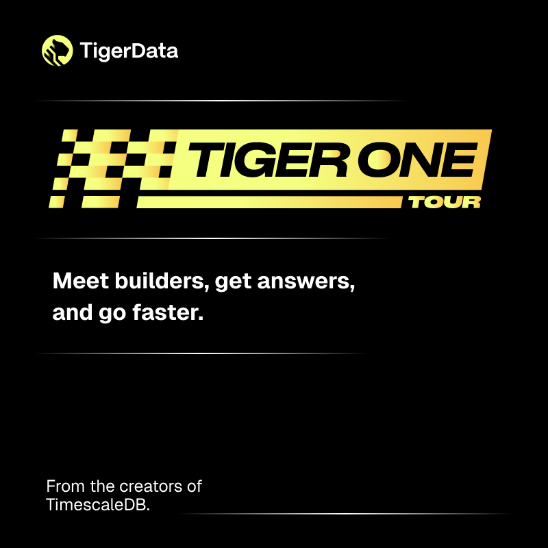 TigerData - Creators of TimescaleDB (@tigerdatabase) on Twitter photo Building real-time apps or AI agents? This TigerData NYC event on July 15 is for you.
TigerData (creators of <a href="/TimescaleDB/">Timescale (now TigerData)</a>) is hosting Tiger One—a hands-on developer session where you'll discover how teams are using the fastest Postgres to build lightning-fast applications. Building real-time apps or AI agents? This TigerData NYC event on July 15 is for you.
TigerData (creators of <a href="/TimescaleDB/">Timescale (now TigerData)</a>) is hosting Tiger One—a hands-on developer session where you'll discover how teams are using the fastest Postgres to build lightning-fast applications.