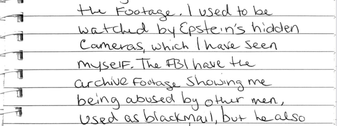 Virginia Giuffre left a diary, which her family shared with me. In it she left a note about Jeffrey Epstein’s cameras. It directly contradicts what the DoJ just said

thetimes.com/article/343ea3…