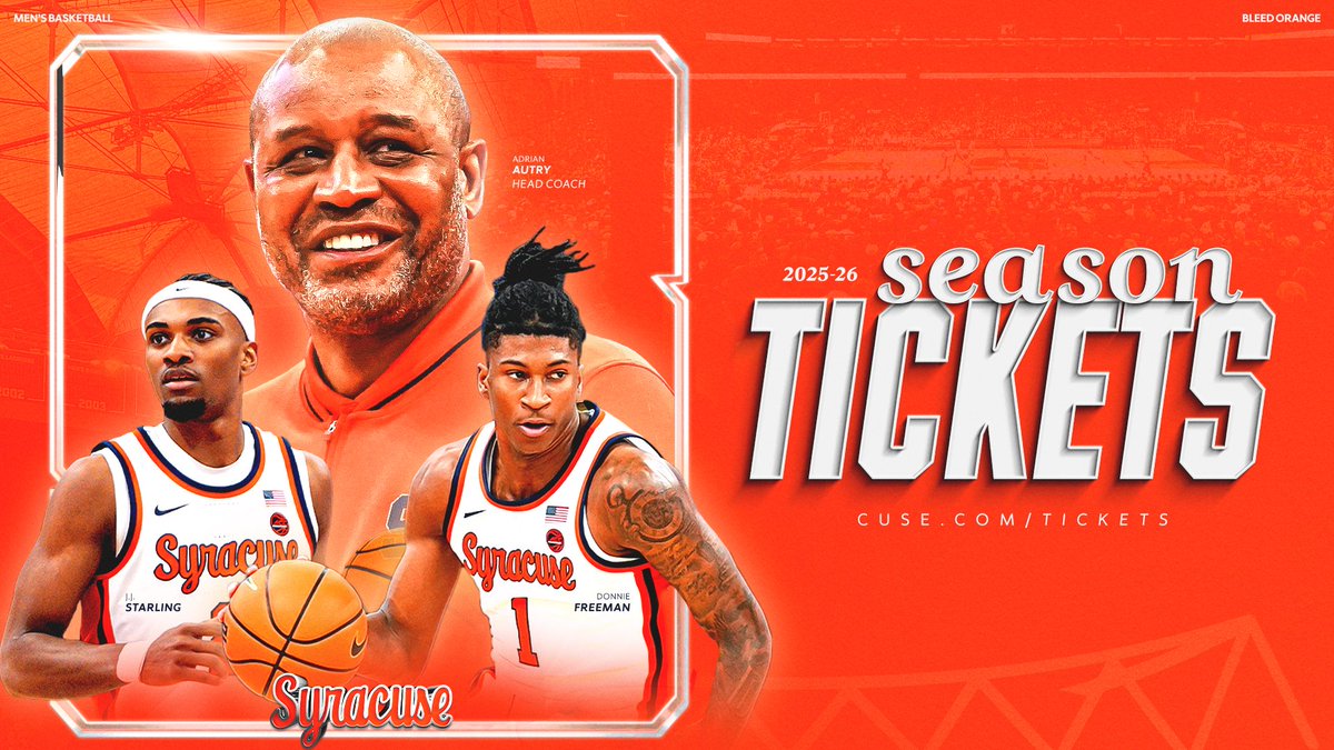 CusePromos's tweet image. Returning this fall for an action-packed season, the @Cuse_MBB home schedule is highlighted by matchups against UNC and Tennessee.
Top scorers J.J. Starling and Donnie Freeman are returning, joined by a top-10 recruiting class and six key transfers.
🎟️: cuse.com/tickets