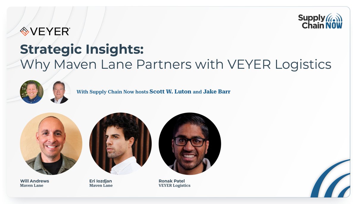 Hosts @ScottwLuton &amp; Jake Barr chat with Eri Iozdjan &amp; Will Andrews of @MavenLane and Ronak Patel of @VEYERLogistics on turning 3PL challenges into supply chain wins. 🔄
They share how trust, transparency &amp; data helped drive real results.

👇
🎥: hubs.ly/Q03w5vVJ0