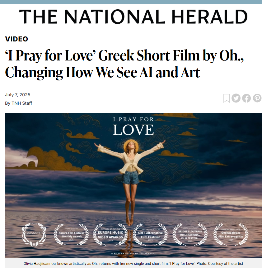 What an honor, especially as a #GreekAmerican artist, to be on the front page of Culture &amp; Arts in <a href="/NationalHerald/">The National Herald</a>! This historic newspaper means so much.
Link to article: thenationalherald.com/i-pray-for-lov…
#IPrayForLove #GreekAmericanPride #Filmmaking #ShortFilm #AIart