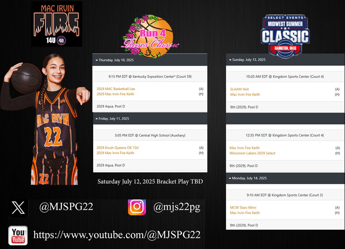 MJSPG22's tweet image. Come out and see my @MacIrvinGirls team as we play at @TFNsRun4Roses Classic July 10th - 12th and then the @SelectEventsBB Midwest Summer Classic July 13th &amp;amp; 14th!! 
#2029PG #22