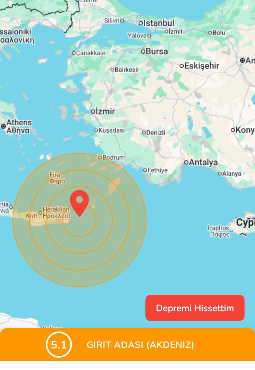 Girit adasında 5.1 büyüklüğünde deprem oldu.
#deprem