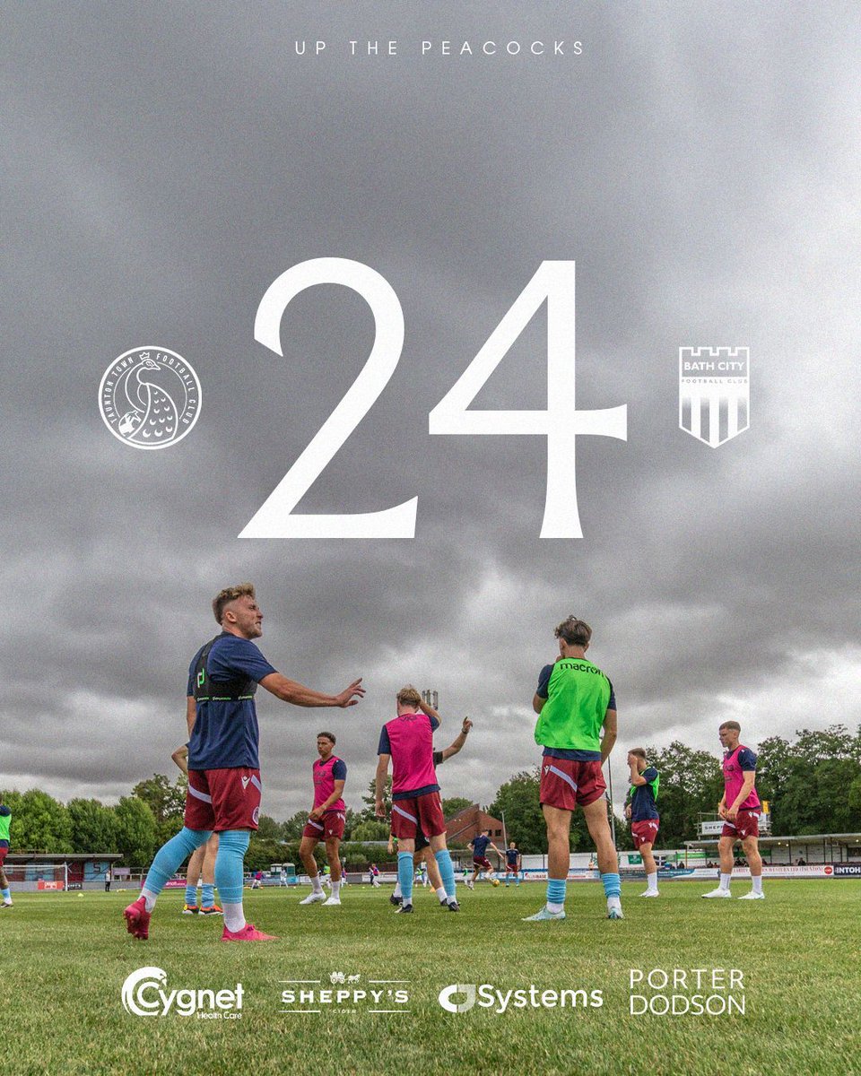 There's just 𝟐𝟒 hours to go until The Peacocks host Bath City ⏰

Two solid wins so far in pre-season - will you be joining us at the Cygnet Health Care Stadium?

#UpThePeacocks 🦚