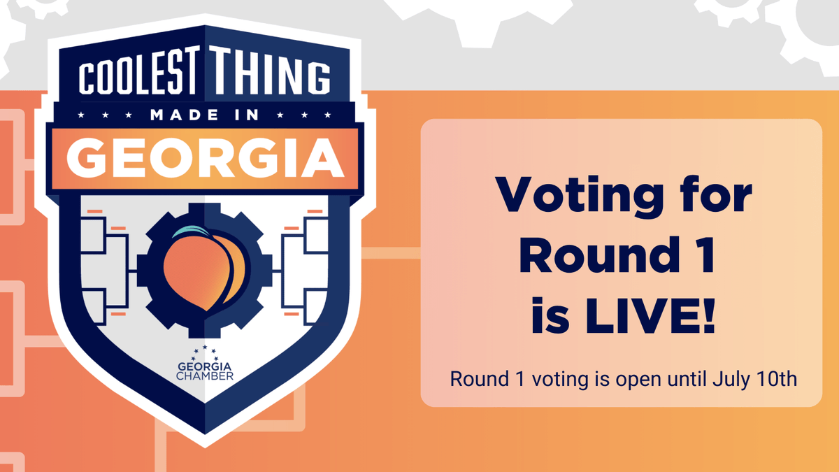 GAChamber's tweet image. Voting is LIVE for Round 1 of the Coolest Thing Made in Georgia! Go to loom.ly/c86AfVs to begin voting for what YOU think is the coolest thing. Voting for Round 1 is live until July 10th.