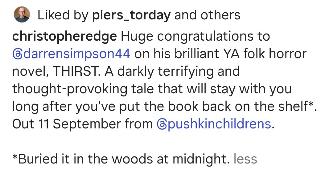 DarrenSimpson44's tweet image. Thanks to the superlative @edgechristopher for these kind words for #THIRST. Indeed, it's a book best buried when you're done. 😂😨