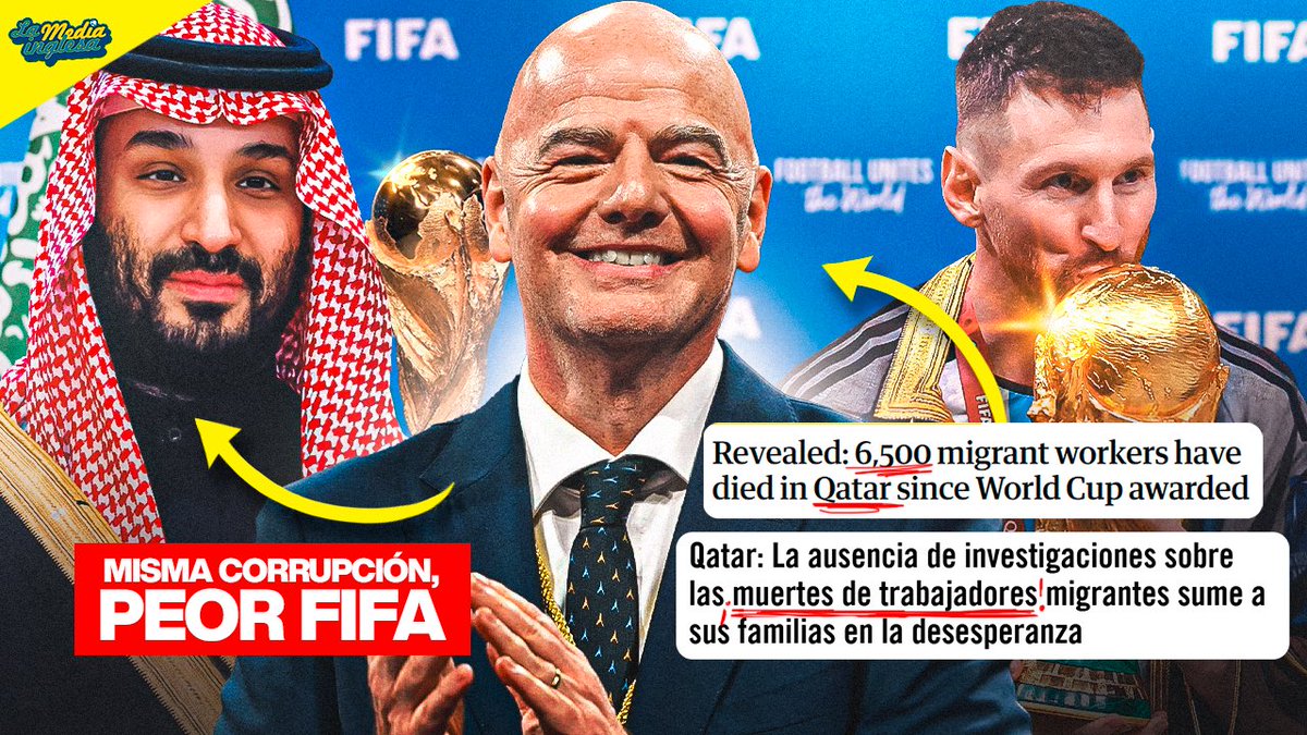 Pablo Espinosa San Mauro (@pabloespinosa11) on Twitter photo En un mes en el que se está hablando mucho de FIFA y de Infantino hay que recordar lo que hicieron con el Mundial de Qatar 2022 y lo que están volviendo a hacer con Arabia Saudí 2034.
Enhorabuena a <a href="/Ilie_Oleart/">Ilie Oleart</a> por este reportaje con testimonios exclusivos que evidencian que los En un mes en el que se está hablando mucho de FIFA y de Infantino hay que recordar lo que hicieron con el Mundial de Qatar 2022 y lo que están volviendo a hacer con Arabia Saudí 2034.
Enhorabuena a <a href="/Ilie_Oleart/">Ilie Oleart</a> por este reportaje con testimonios exclusivos que evidencian que los