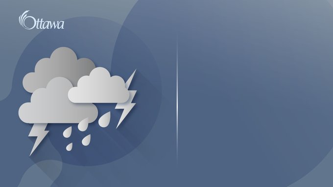 Graphic with a blue background. A pictogram of a thundercloud with rain drops is on the left side.
