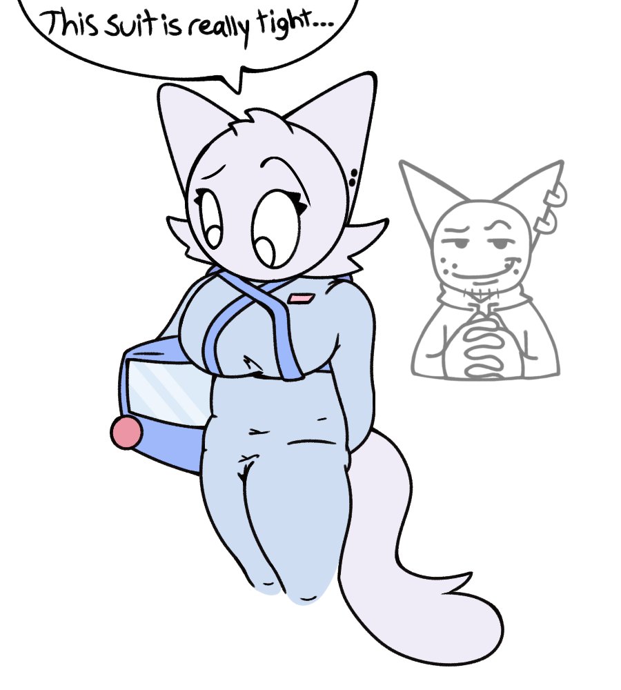 DawnOctave's tweet image. (Suggestive warning⚠️)
Wenda decided to try yet ANOTHER cosplay. This time around, it was more tighter than any other clothes she has ever wore. (Gray is eating good tonight, trust.)
(This is a kinnabun cosplay, for those who don't know.)
