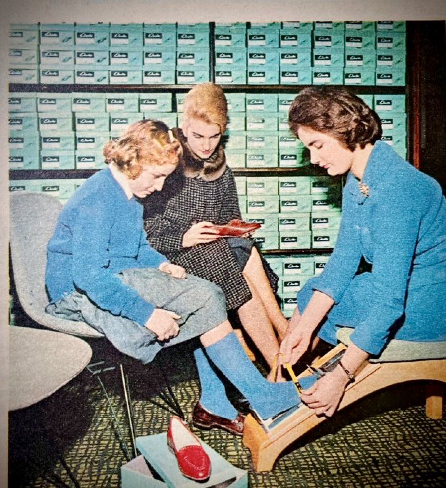 From ‘Look and Learn’ magazine, 1963.  
The ceremony of buying shoes