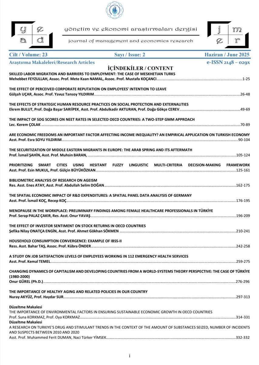 Yeni makalemiz yayında! 📢
Dr. <a href="/_EnesAtay/">Enes Atay</a> ile kaleme aldığımız "Bibliometric Analysis of Research on Ageism" adlı çalışmamız yayınlandı. 

Yaş ayrımcılığı çalışmalarını analiz ettik.

📌 Yalnızlık ve kuşaklararası ilişkiler gündemde.

🔗 Makale için: dergipark.org.tr/tr/pub/yead/is…