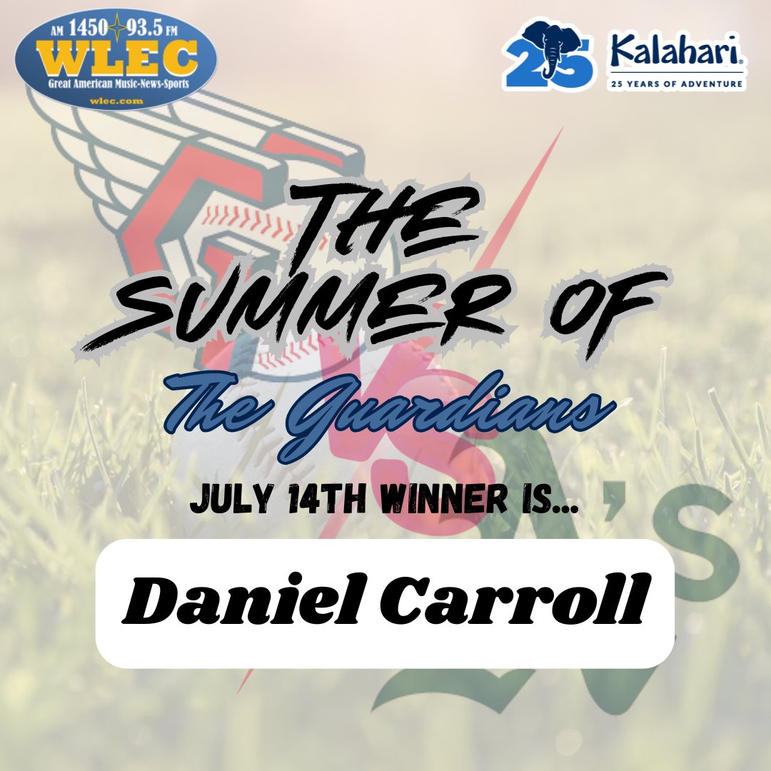 1450amwlec's tweet image. Congrats to Daniel Carroll—our 4th Kalahari Resorts - Sandusky Summer of the Guardians winner! He’s headed to see the Guardians vs. Athletics this Sunday and is now in the running for the ultimate grand prize!⚾Enter daily: wlec.com/contest/the-su… Next winner announced July 15th!