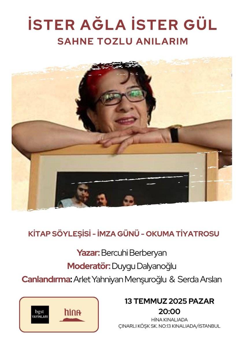 BGST Yayınları’nın tiyatro/kültürel çoğulculuk dizisinden çıkan İster Ağla İster Gül: Sahne Tozlu Anılarım kitabının yazarı Bercuhi Berberyan, kitabın editörü <a href="/duygudal/">Duygu Dalyanoğlu</a> 'nun sorularını cevaplayacak.