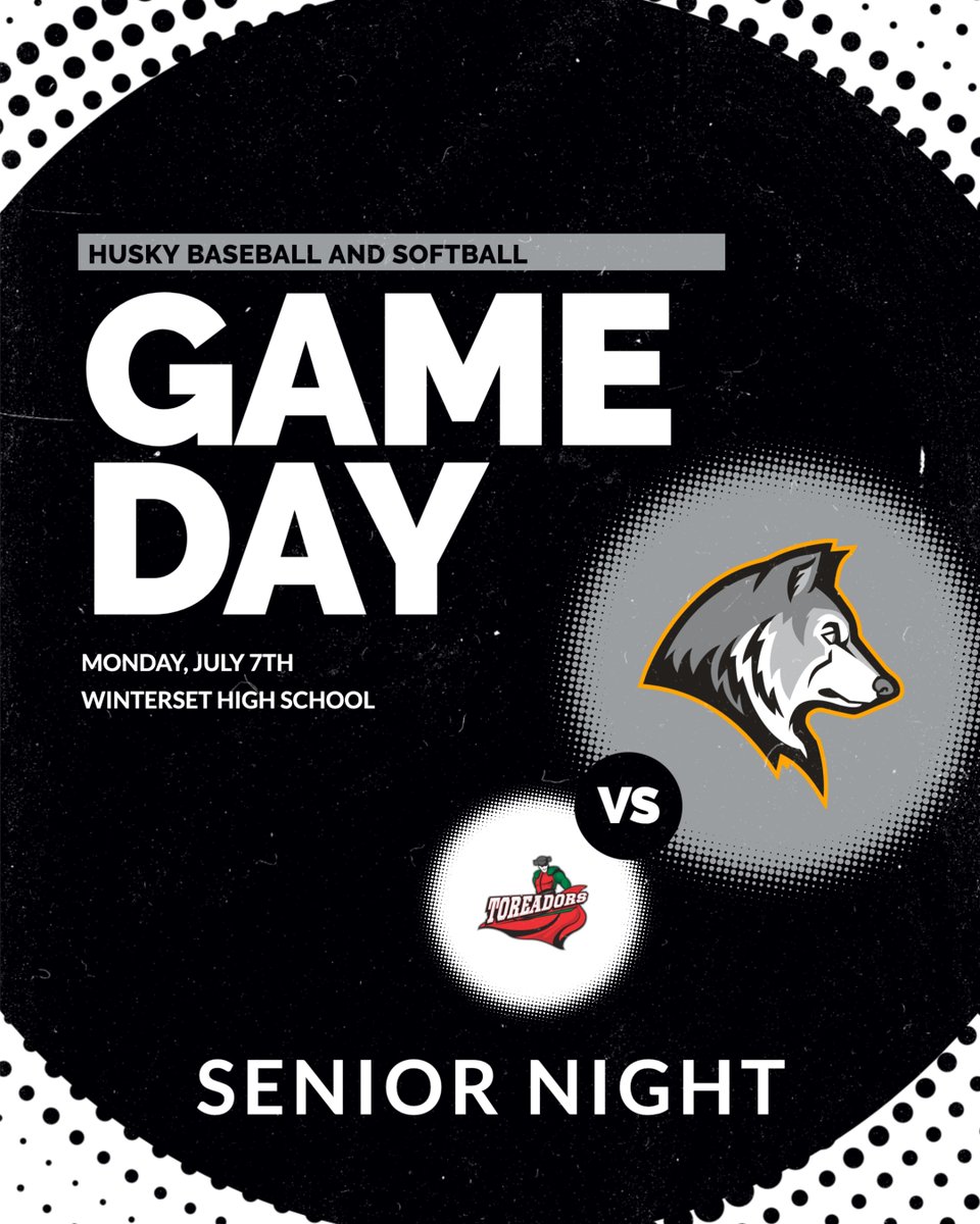 WintersetHusky's tweet image. SENIOR NIGHT!

🥎 Winterset vs Boone
📍 Winterset HS
⏰ 3:00 pm (JV) and 5:00 pm (Varsity DH)

⚾️ Winterset vs Boone
📍 Winterset HS
⏰ 5:00 pm JV and Varsity to follow

🎟️ $8 - flex.hometownticketing.com/events
📺youtube.com/@WintersetHusk…