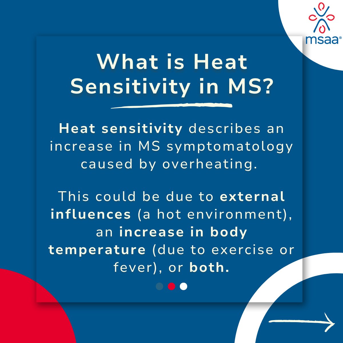 MSassociation's tweet image. #Heatsensitivity in #MS can be a common and troubling experience, especially during the warmer months, and can lead to worsening symptoms for those living with #multiplesclerosis.☀️ 

Fortunately, there are helpful strategies to cope.🌡️
 blog.mymsaa.org/ask-the-expert…