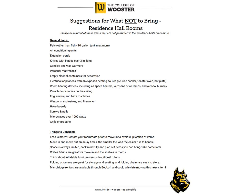 WoosterEdu's tweet image. We are 40 days from move-in!💛 It is time to start thinking about what to pack for your fall semester adventure.🎒 

What’s one must-have item that’s always on your packing list?👇 

#WoosterBound #FutureScot #PackingList