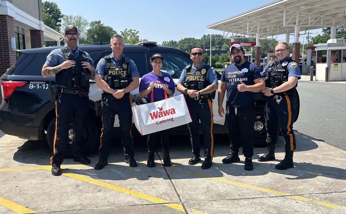 Thank you Wawa for sharing some hoagies with us as part of your Wawa Hoagie's for Heroes event!!!🚨 (HPD Officers pictured: Lt. Blas, Sgt. Engelau, Ptl. Anderson, and Ptl. Whitmore) 👍#Hackettstownproud #thankyouwawa <a href="/Wawa/">Wawa</a>