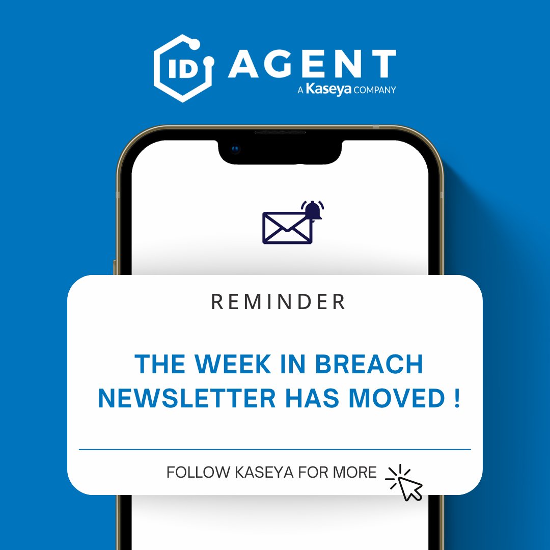 🚨 The Week in Breach has moved! 🚨

You can now catch all the latest breach news and cyber threat insights directly from Kaseya. 
Make sure you’re following Kaseya to stay in the loop! 👇

#WIB #cybersecurity #databreach