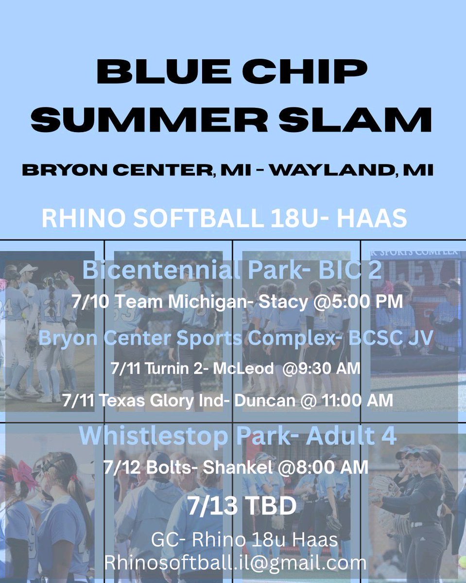 Noelle (@noellesustersic) on Twitter photo 🚨🚨Come check us out in Michigan this weekend during the Blue Chip tournament! <a href="/rhino_softball/">Rhino Softball</a> 🚨🚨Come check us out in Michigan this weekend during the Blue Chip tournament! <a href="/rhino_softball/">Rhino Softball</a>