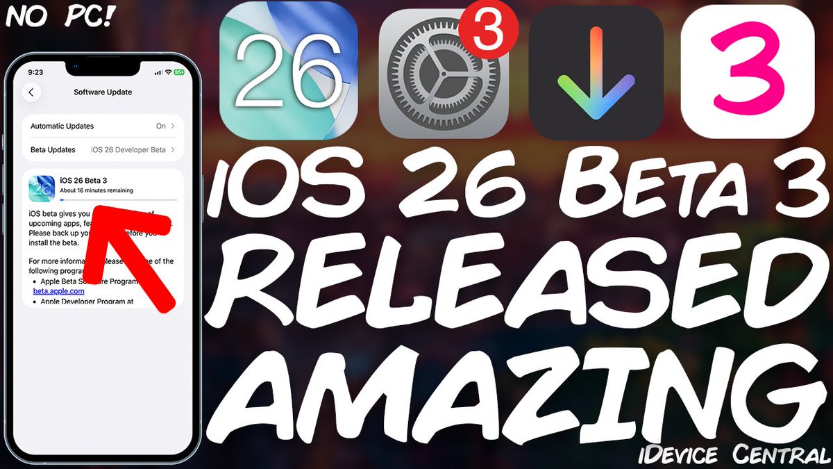 iOS 26 Beta 3 RELEASED! It's Quite Great! How To Install iOS 26 Beta Without PC!

🔥 NEW VIDEO youtu.be/g-TmcgV8Rvg?si…

We're discussing the newly released iOS 26 Developer Beta 3. It provides a lot of bug fixes, and it also improves further the transparency in the Control Center