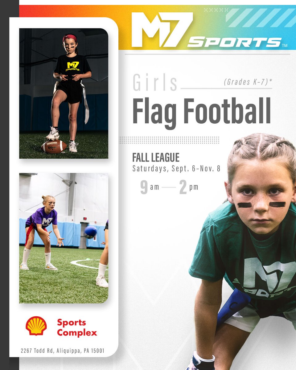 Indoor flag football fun 🏈👏‼️

The league features six Saturdays of games and one for playoffs, plus a weekly practice. Scheduled break on September 13, and October 25. Each participant will also receive a team T-shirt!

m7sportsusa.com/programs-event…