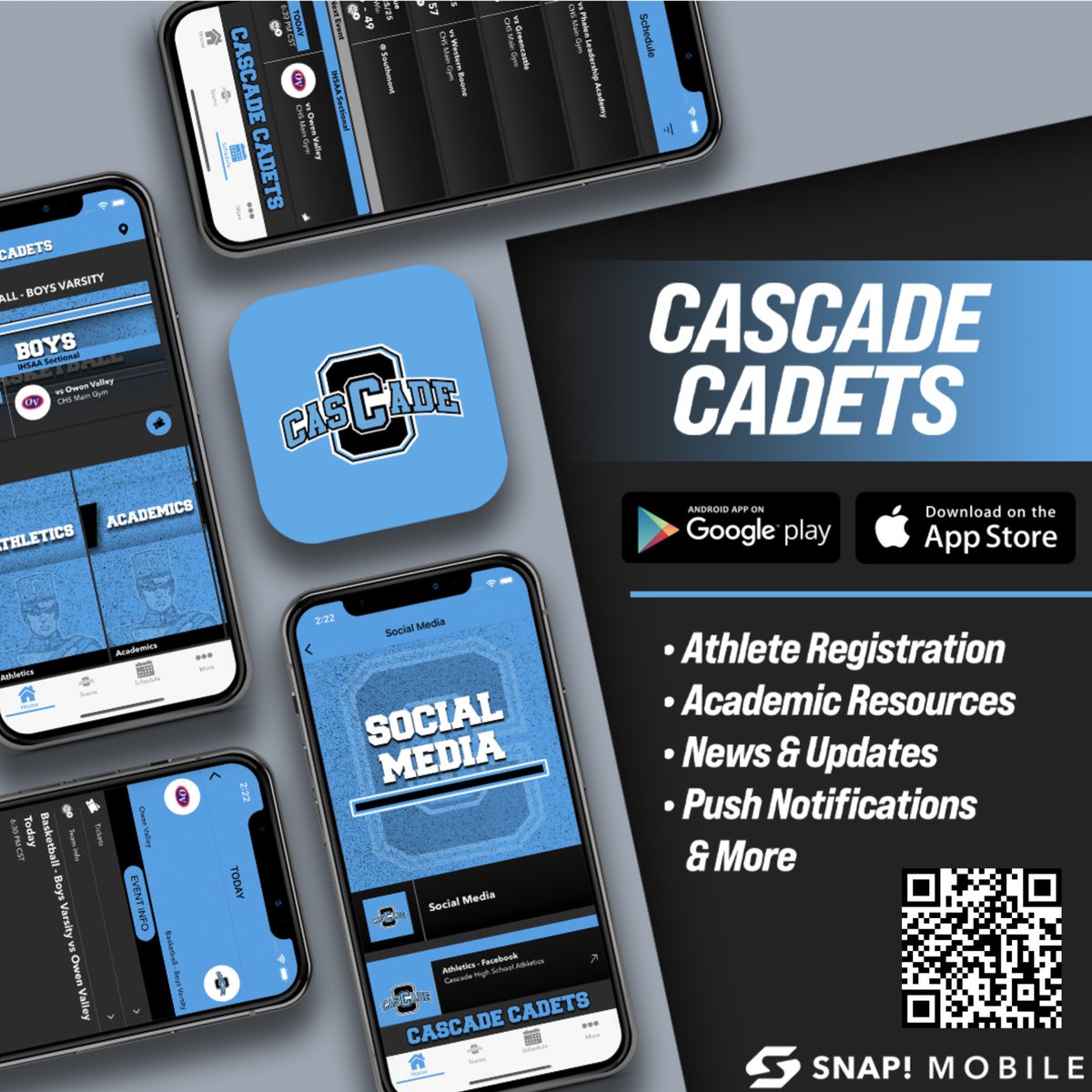 Don't forget to download our school's new app to stay up to date with all things Cascade High School!
