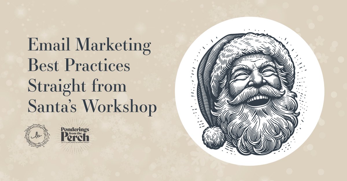 It's Christmas in July! On this episode of Ponderings from the Perch, our CEO Priscilla McKinney shares a systematic approach to email list optimization. No new lists needed - just better strategy. Click here: hubs.la/Q030mSr-0
#littlebirdmarketing #podcastlife