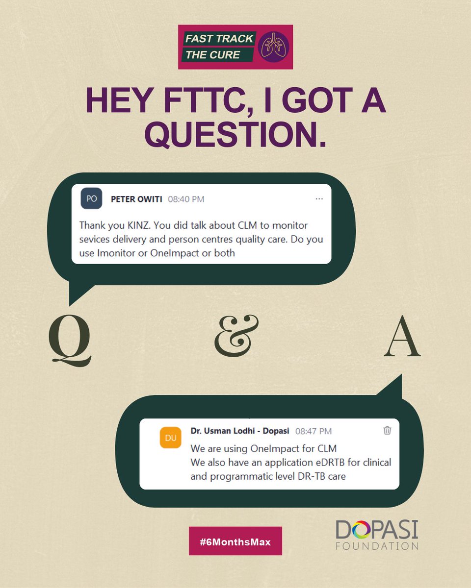 FastTrackTBCure's tweet image. During our most recent webinar, we were asked about the tools that will be used for Community-Led Monitoring. Here's how we responded. Watch the full webinar to see that answer to this question and more👇.youtu.be/f1qo9LV_6_s