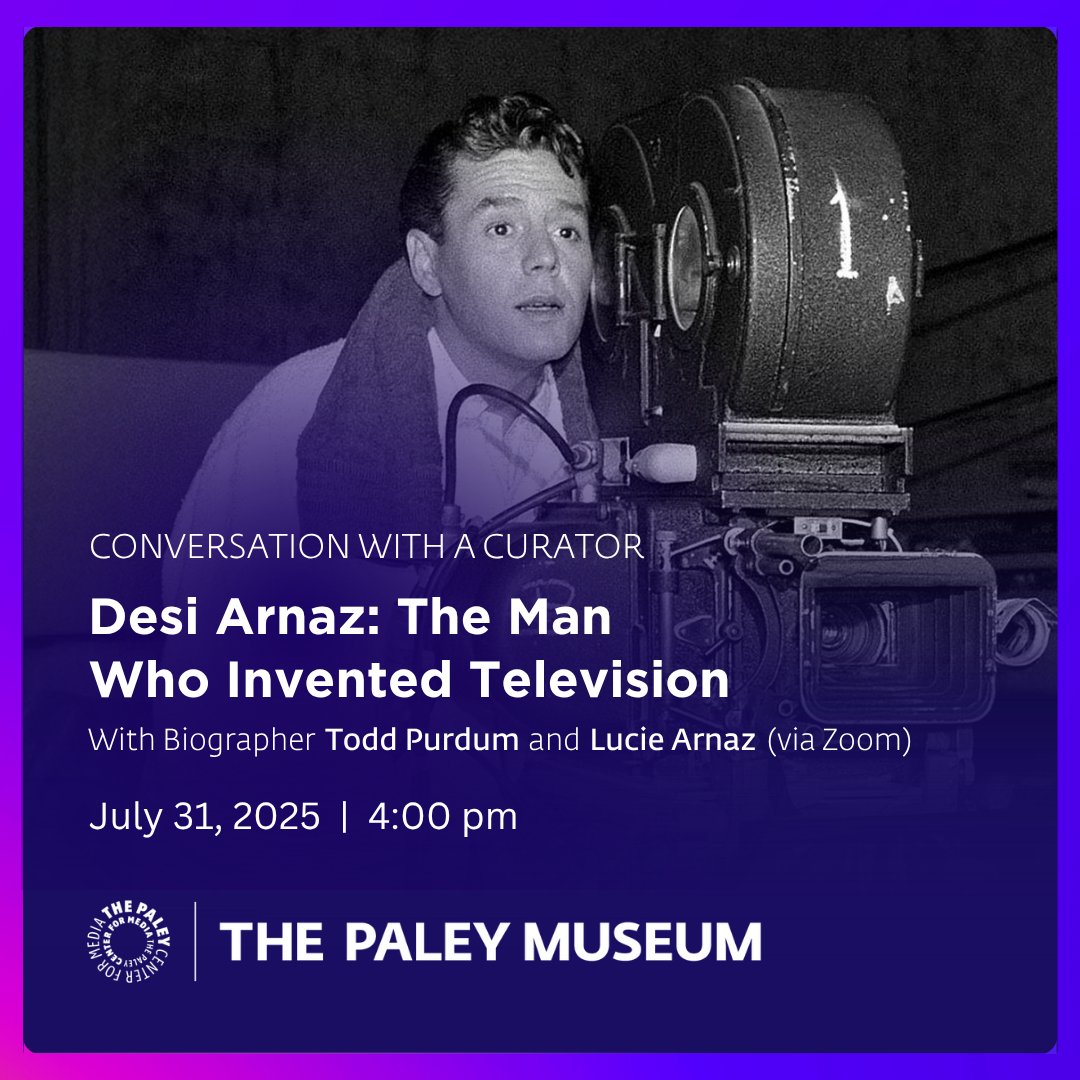 Desi Arnaz changed TV forever. Join us July 31 at The Paley Museum for a convo with his biographer Todd Purdum and daughter Lucie Arnaz (via Zoom), plus rare clips from the archive. Free for members.

More info: bit.ly/3GjKBZy