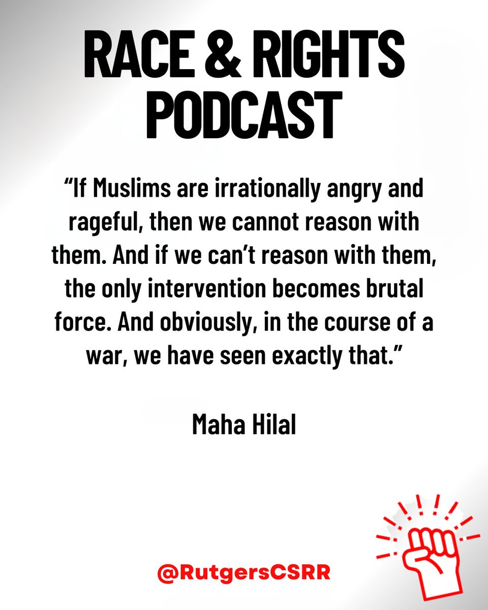 Center for Security, Race and Rights (@rucsrr) on Twitter photo Check out the latest Race and Rights Podcast episode titled "Innocent Until Proven Muslim" featuring Dr. Maha Hilal.
<a href="/Dr_Maha_Hilal/">Dr. Maha Hilal</a>
Latest episode: tinyurl.com/yr34jxbx Check out the latest Race and Rights Podcast episode titled "Innocent Until Proven Muslim" featuring Dr. Maha Hilal.
<a href="/Dr_Maha_Hilal/">Dr. Maha Hilal</a>
Latest episode: tinyurl.com/yr34jxbx