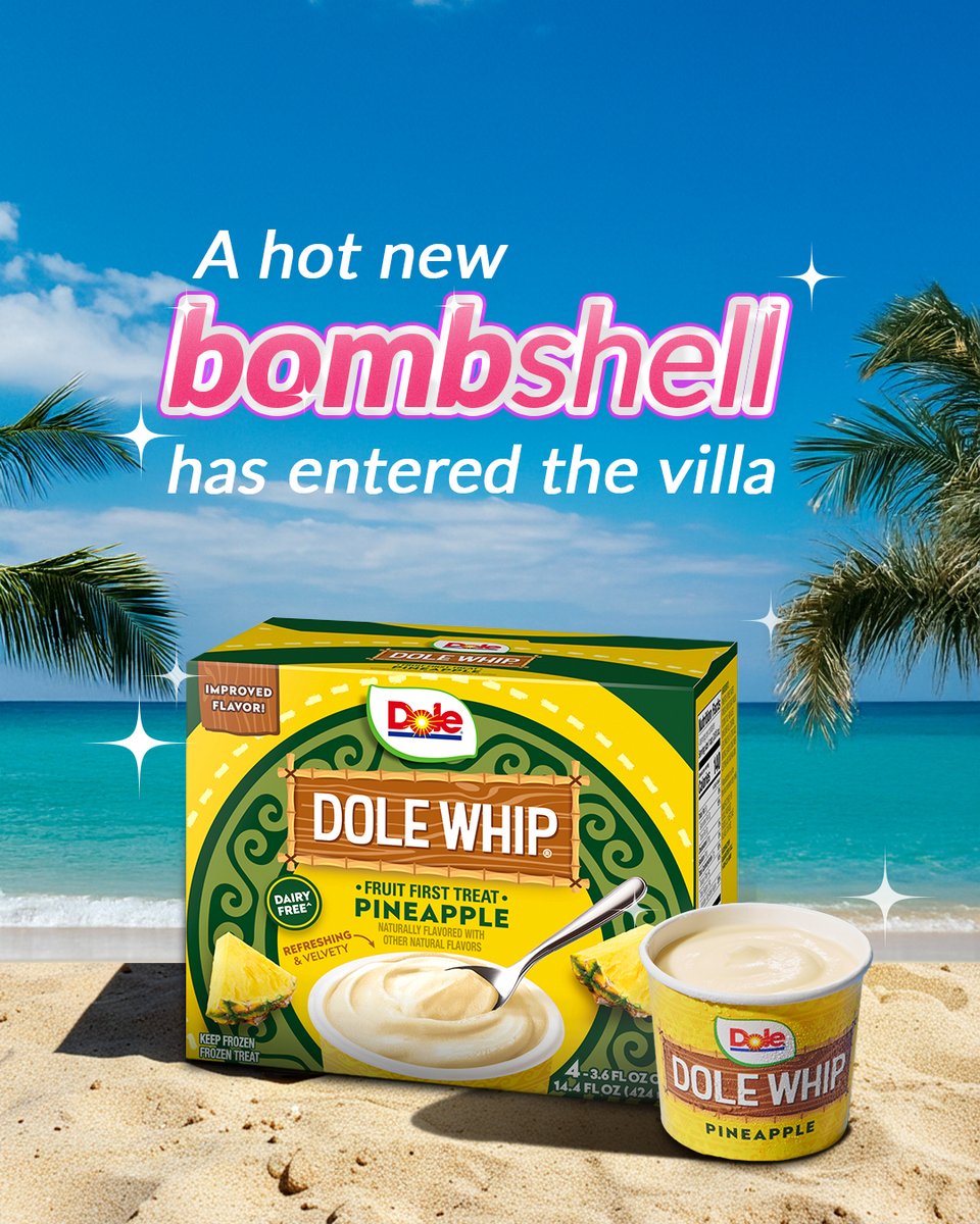 They’re here for the right reason 💛
Find our delicious new Dole Whip recipe in a freezer aisle near you.