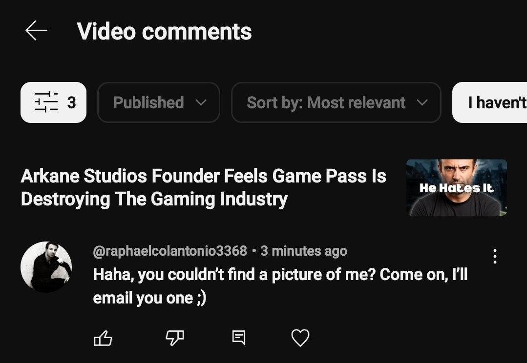 When the founder of arkane studios offers to send you pictures via email for your thumbnail 🫢