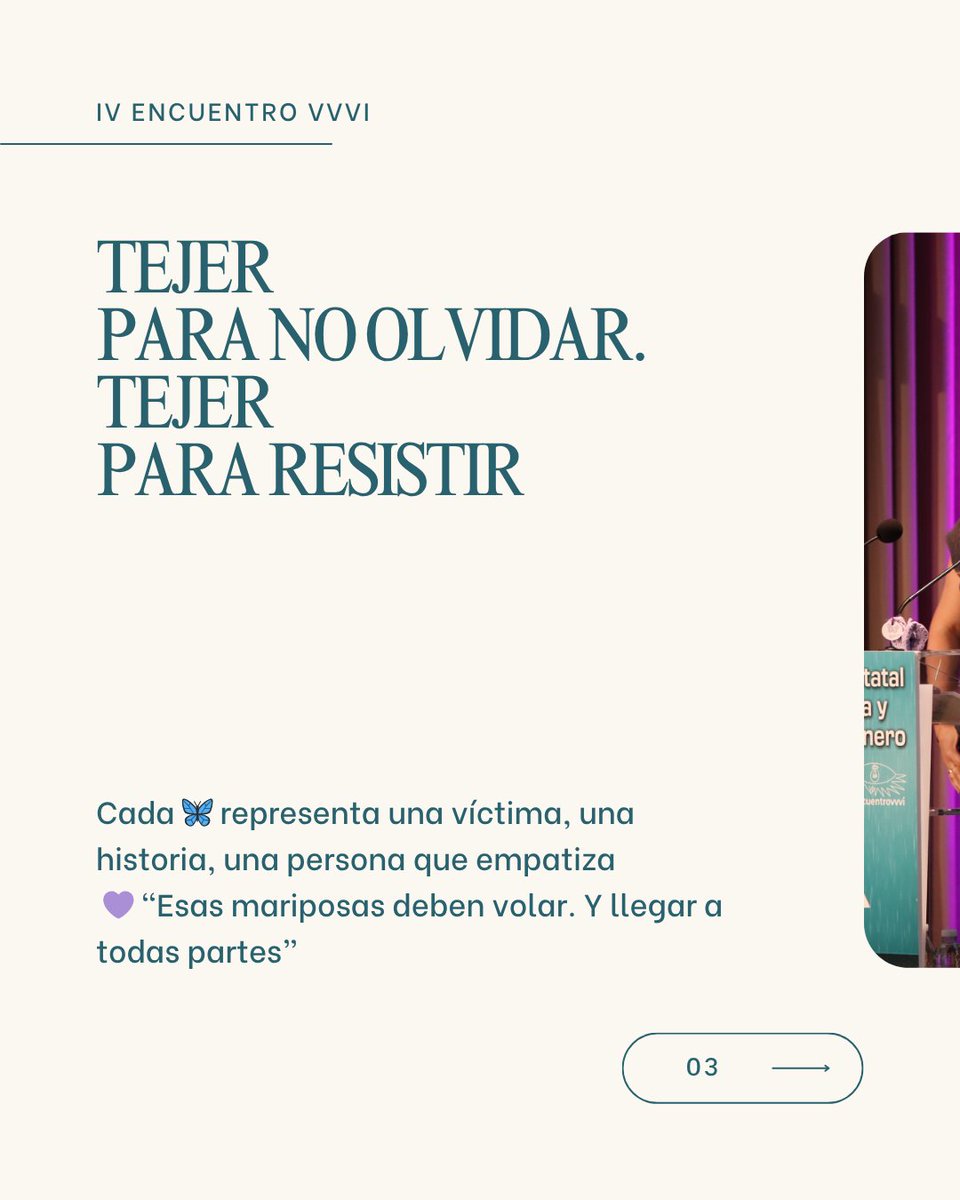 encuentrovvvi's tweet photo. 🦋 Itziar Prats Fernández, psicóloga y madre de Nerea y Martina compartió cómo nació el "Latido de las  Mariposas", un proyecto de memoria, acción y reparación desde lo colectivo.
➡️ Conoce el poder transformador del hilo morado.

#IVEncuentroVVVI
#ProtegeLoQueImporta https://t.co/sTmOeVcmGS