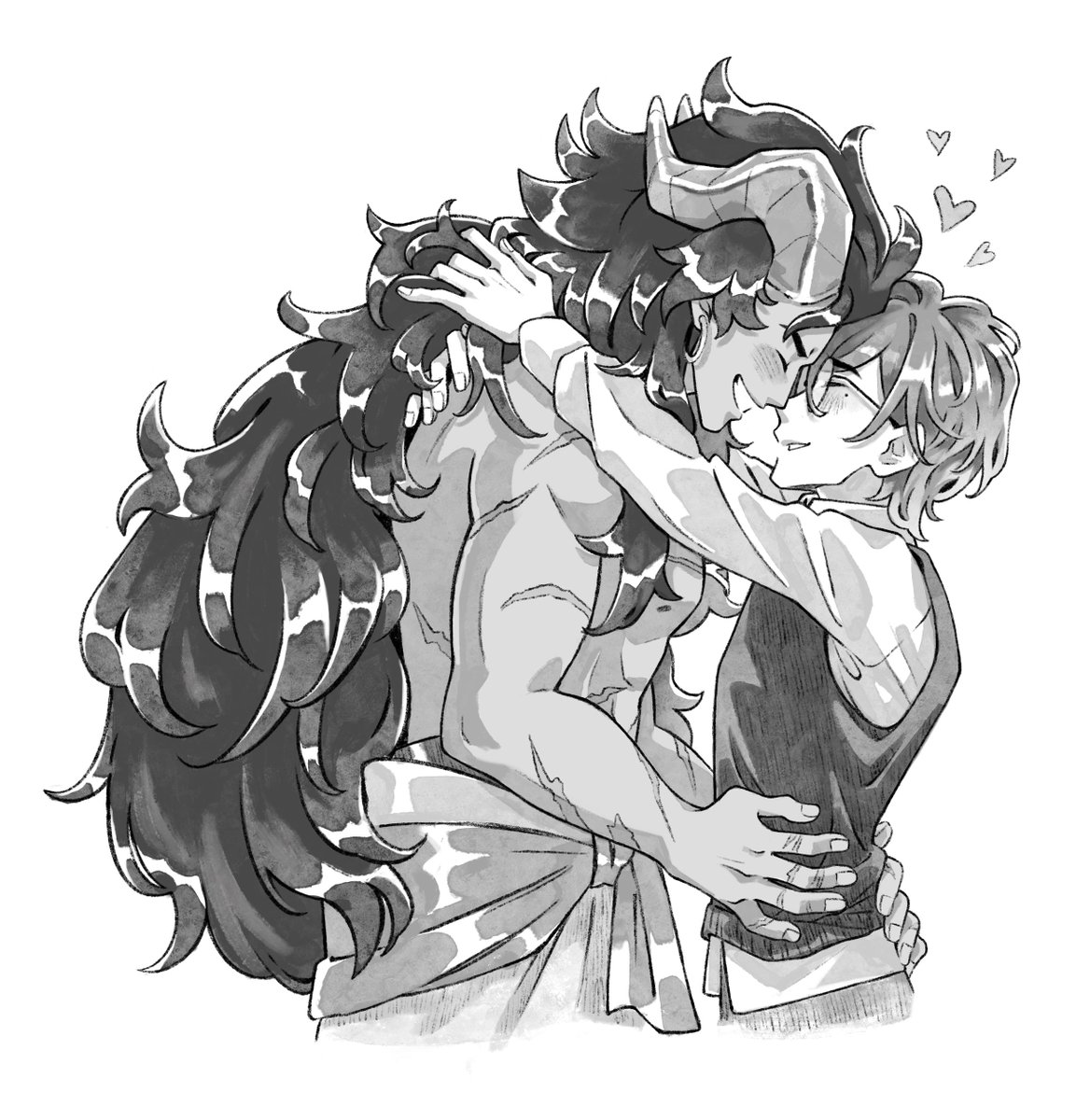 ginsays's tweet image. commission for okumeru on bsky!! these two were really sweet to draw 💞