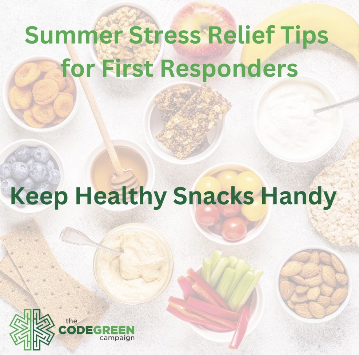 Heat and stress can suppress appetite, but skipping meals adds to exhaustion. Opt for easy, high-protein snacks like trail mix, protein bars, or fruit. #MindfulMonday #codegreencampaign