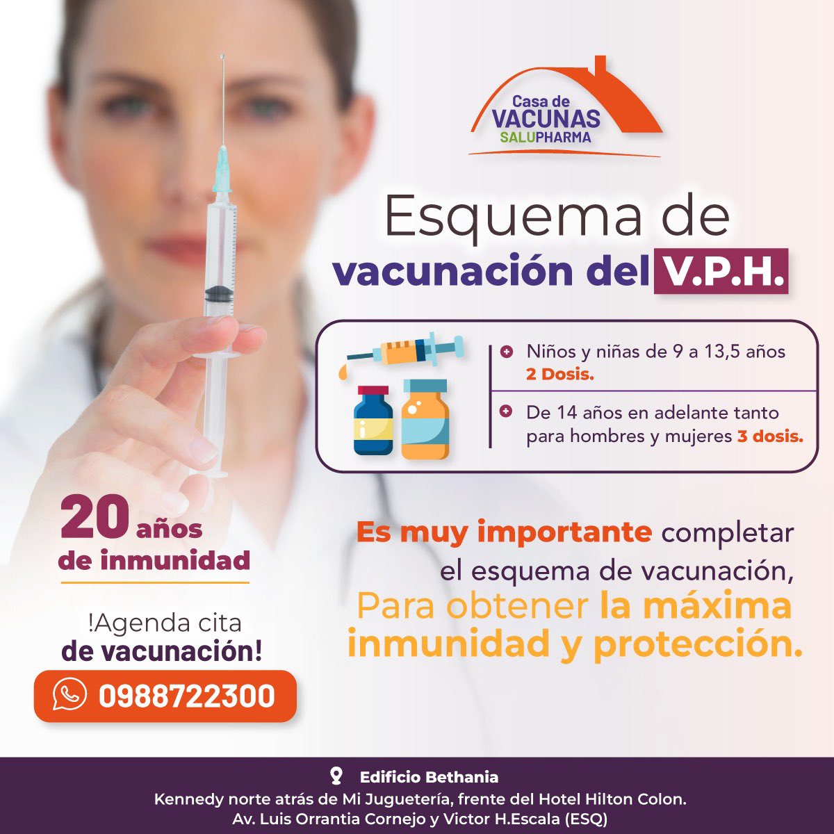 💉✨¡Protege a lo que más importa: tu salud! En VACUNAS-SALUPHARMA creemos que cuidarse es un acto de amor propio. Hoy tienes la oportunidad de protegerte contra VPH 
🌸🌼Vacunarte contra el VPH es cuidar tu futuro y reducir el riesgo de cáncer⭐️