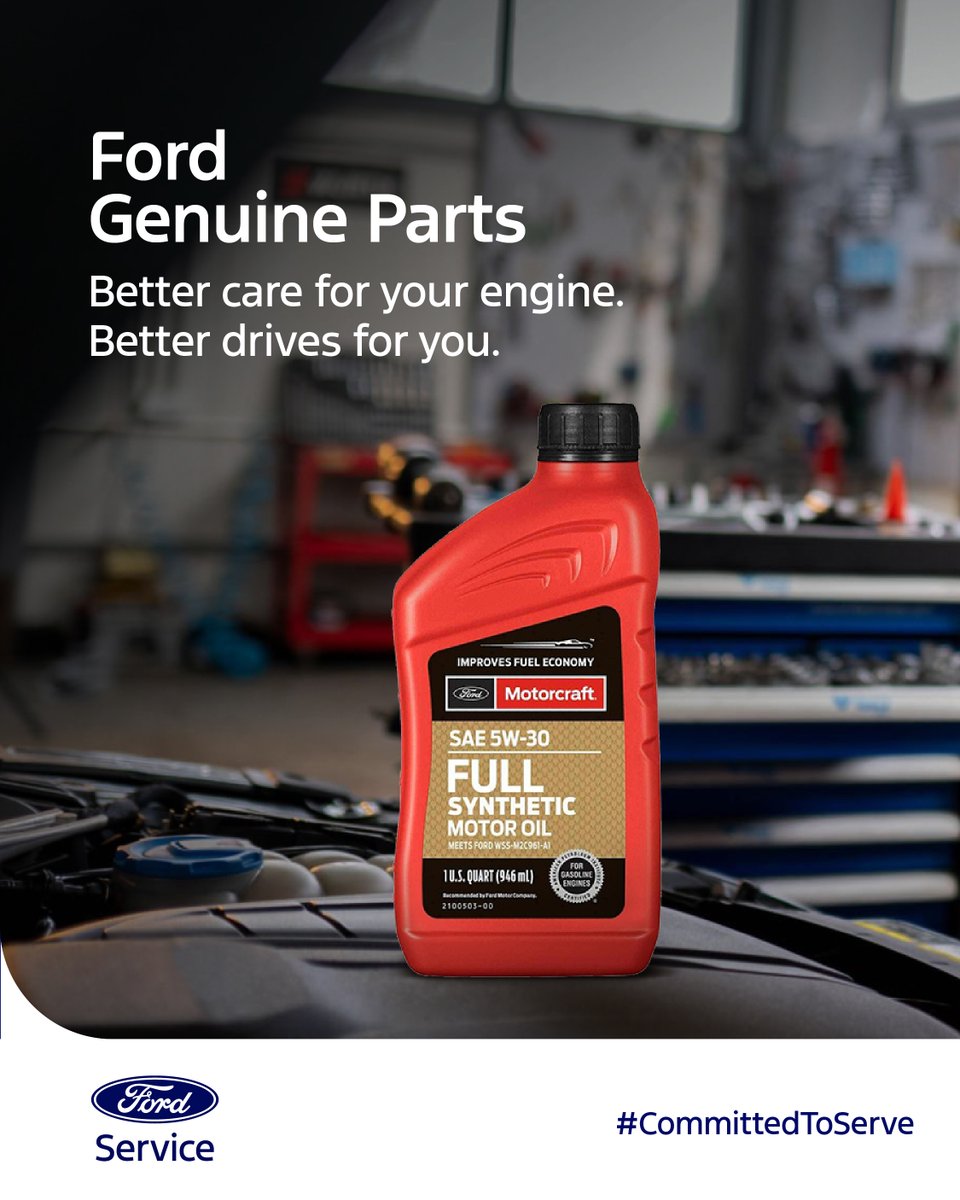 Drive smarter with Ford Motorcraft oil for superior wear protection and reliable performance in all conditions. FordMotorOil CommittedToServe https t.co ABoyITuitI Drive smarter with Ford Motorcraft oil for superior wear protection and reliable performance in all conditions