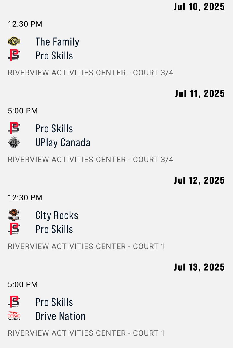 Excited to be approaching my last EYBL session; here is my schedule!!