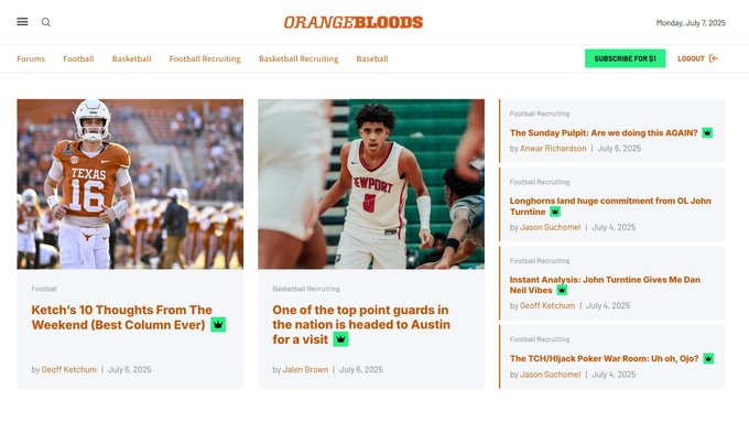 The New Orangebloods Site is Up!  

Go Check it out!  

My 10 Thoughts From The Weekend might be the best content piece I've ever written.

🔗orangebloods.com