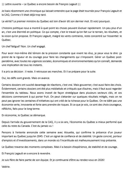 VSchmaltzCAQ's tweet image. Lettre ouverte - Le Québec a encore besoin de François Legault