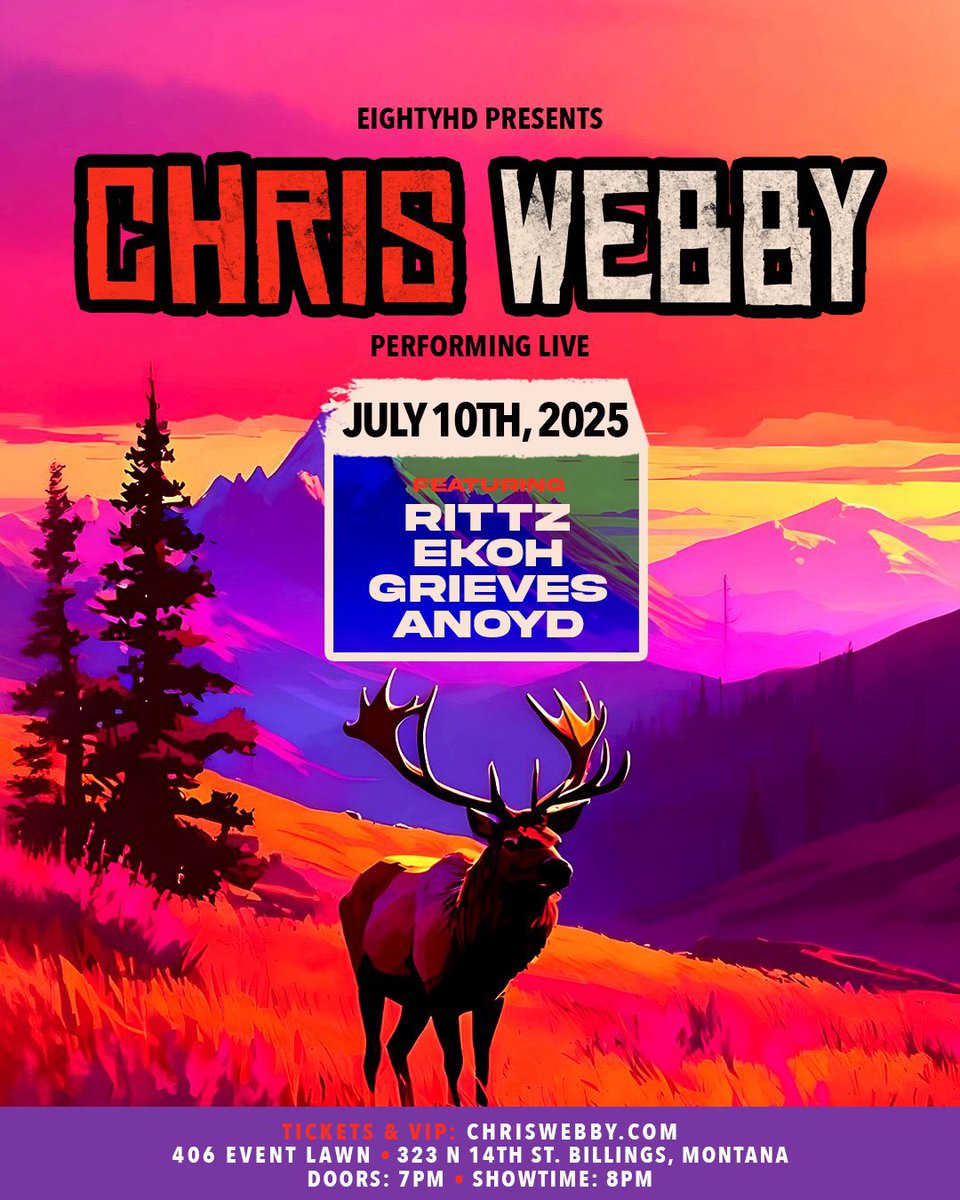 EightyHDMusic's tweet image. .@ChrisWebby & Friends take over Billing’s #406EventsLawn & Colorado Springs’ @SStudiosLive THIS WEEK! 🔥
Now is your last chance to secure your tickets: chriswebby.com/tour