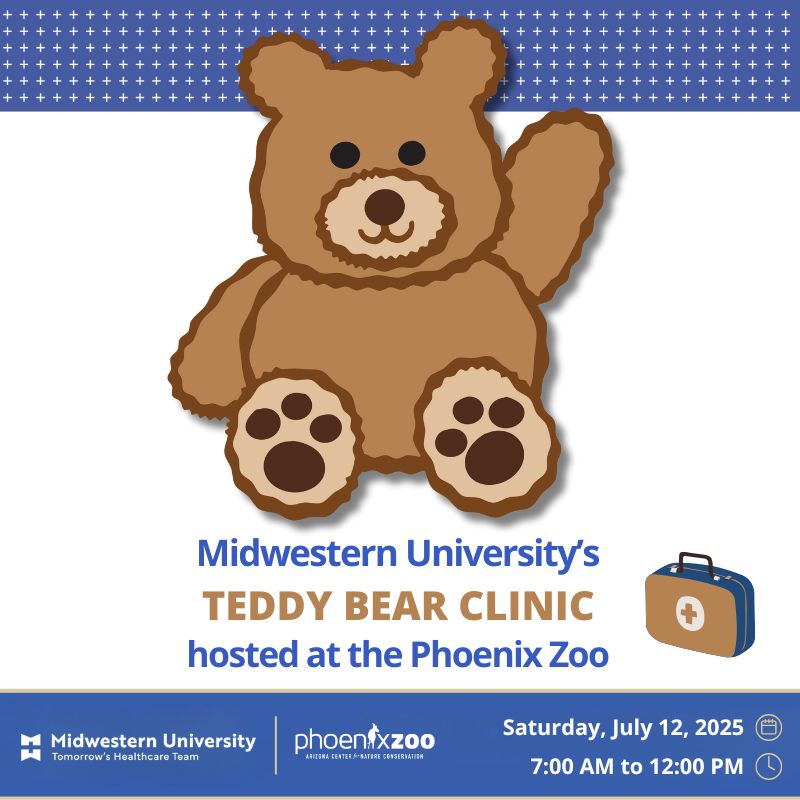 🧸 Stuffy nose got your best furry friend (BFF) feeling down? Bring them to Midwestern University’s Teddy Bear Clinic! Any toy animal is welcome – not just teddy bears. DETAILS: vist.ly/3n8s977