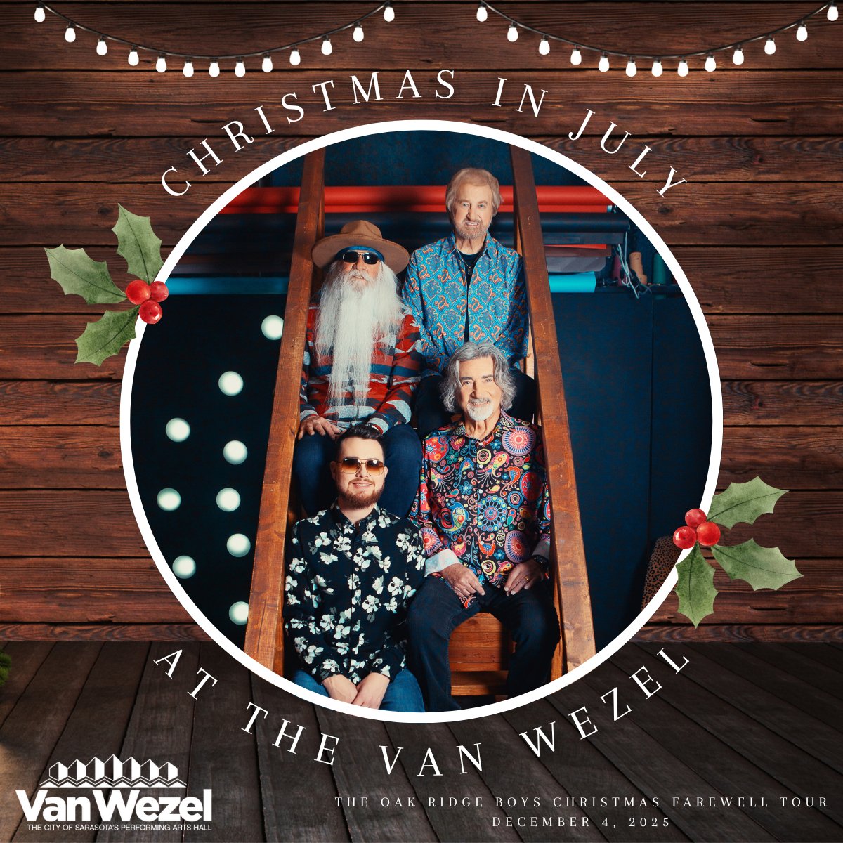 Just three days until our Christmas in July shows go on sale — and we’ve got three new shows to unwrap!
RAIN: A Beatles Christmas Tribute, Dave Koz &amp; Friends: Christmas Tour, &amp; The Oak Ridge Boys: Christmas Farewell Tour. 

Stay tuned — more festive announcements are coming!