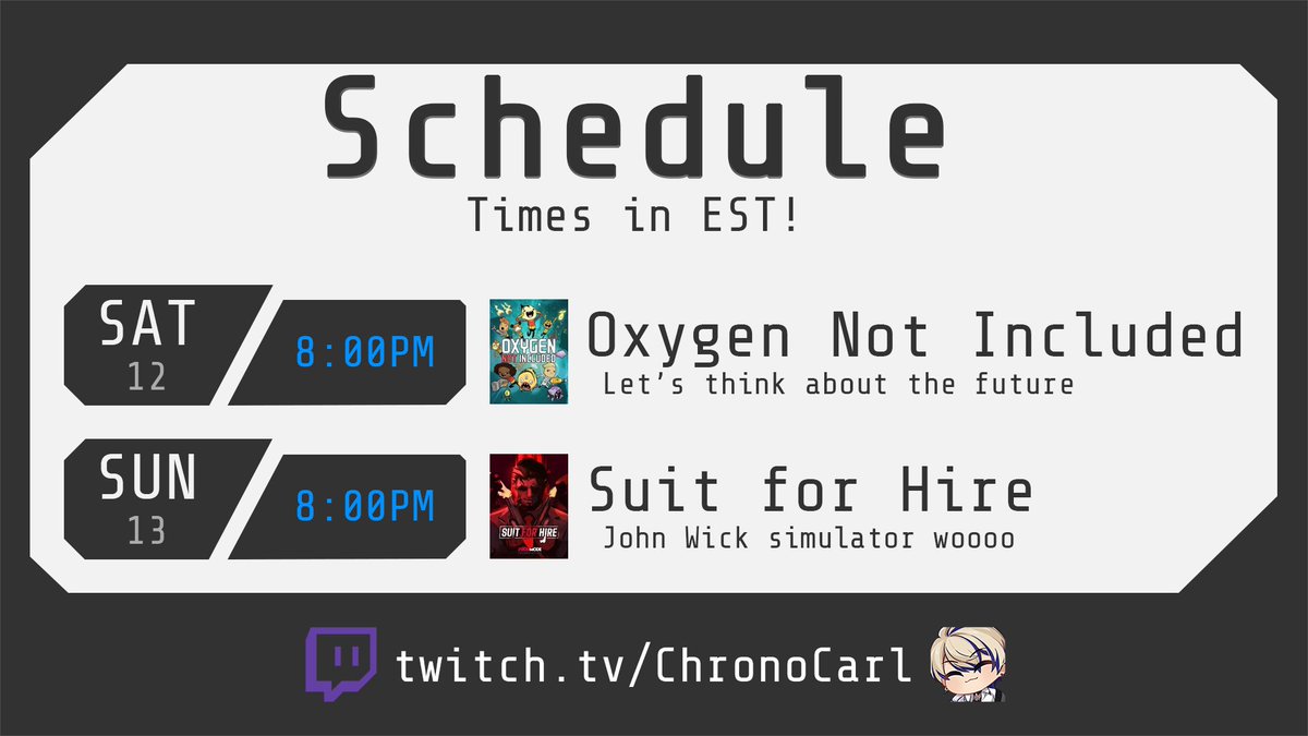 Ok Oxygen Not Included is getting to me I'm fighting the urge to do offscreen tasks, also Suit for Hire on sunday looks cool its a john wick simulator